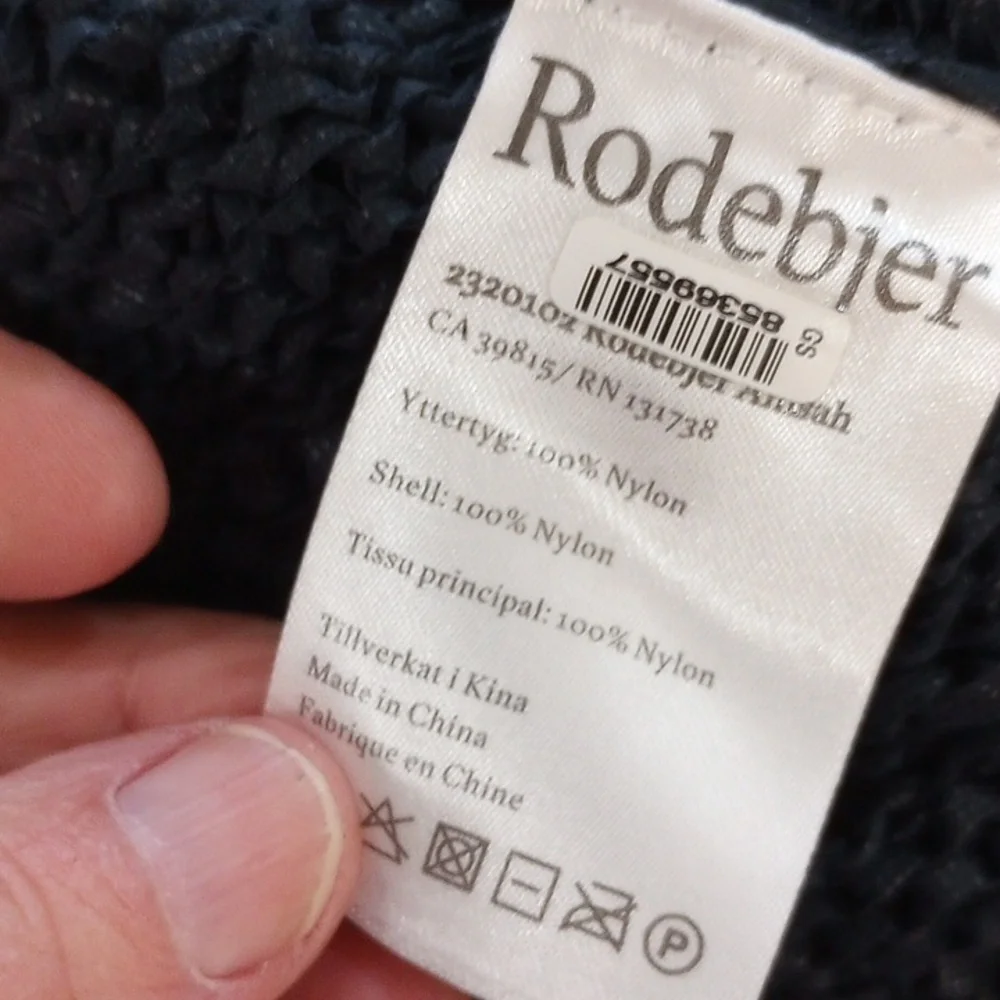 Rodebjer Anisah Blue Tape Yarn Oversize Open Weave Side Tie Sweater, Size XL - Picture 13 of 16